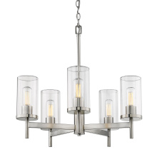 Golden 7011-5 PW-CLR - Golden Lighting Winslett 5-light Chandelier in Pewter